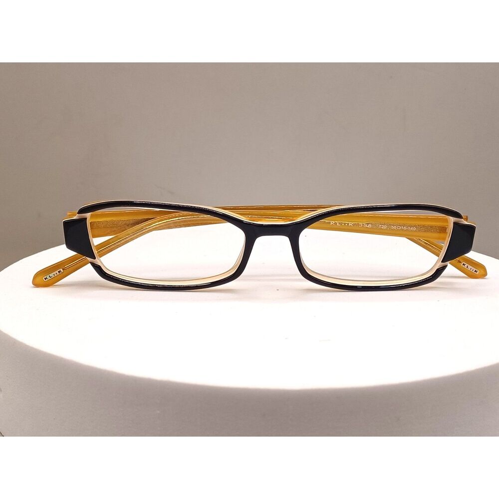 KLiiK Denmark Model 358 Saskia 50-16-140 Black Yellow Rectangle Glasses Frames